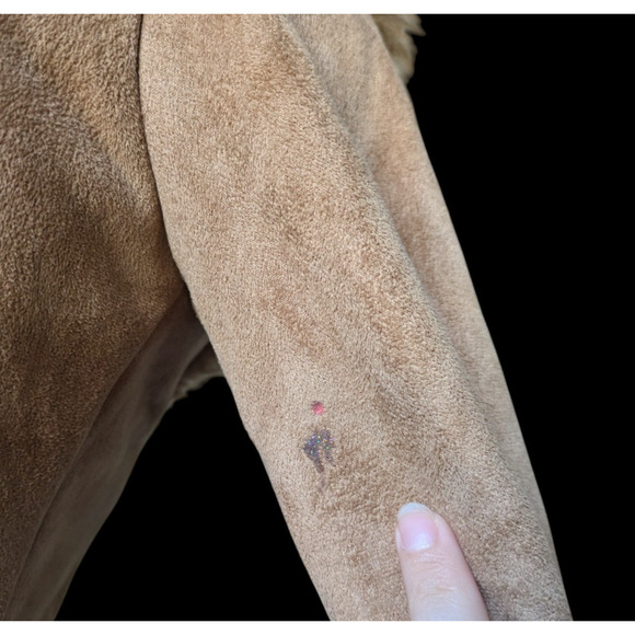 Baby Phat Girls Brown Tan Faux Fur Coat Size Small Y2K Penny Lane Embroidered - Picture 13 of 16